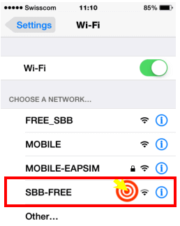 SBB=FREEの接続方法1 接続する