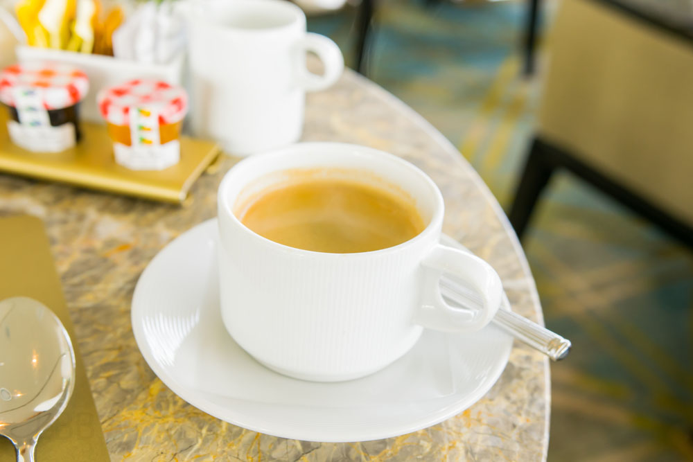 マリーナベイサンズCLUB55朝食でオーダーした、コーヒー！席に着いたときに、紅茶かコーヒーかを聞いてくれます！