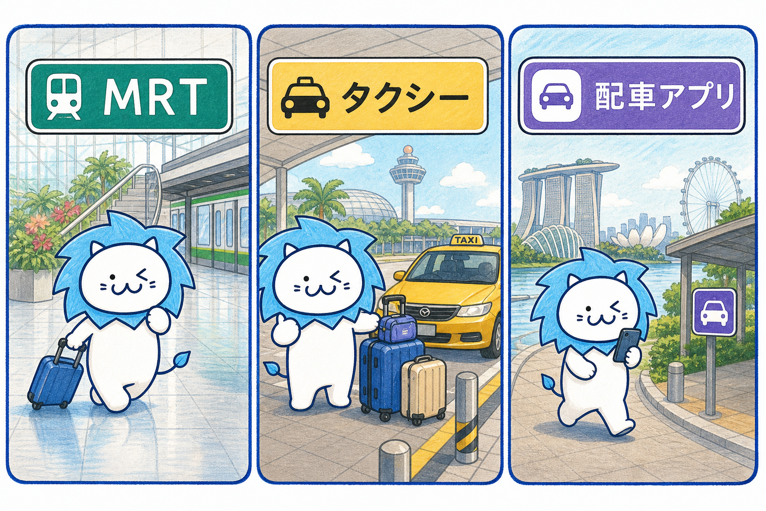 チャンギ空港から市内へMRT、タクシー、配車アプリで移動する選択肢