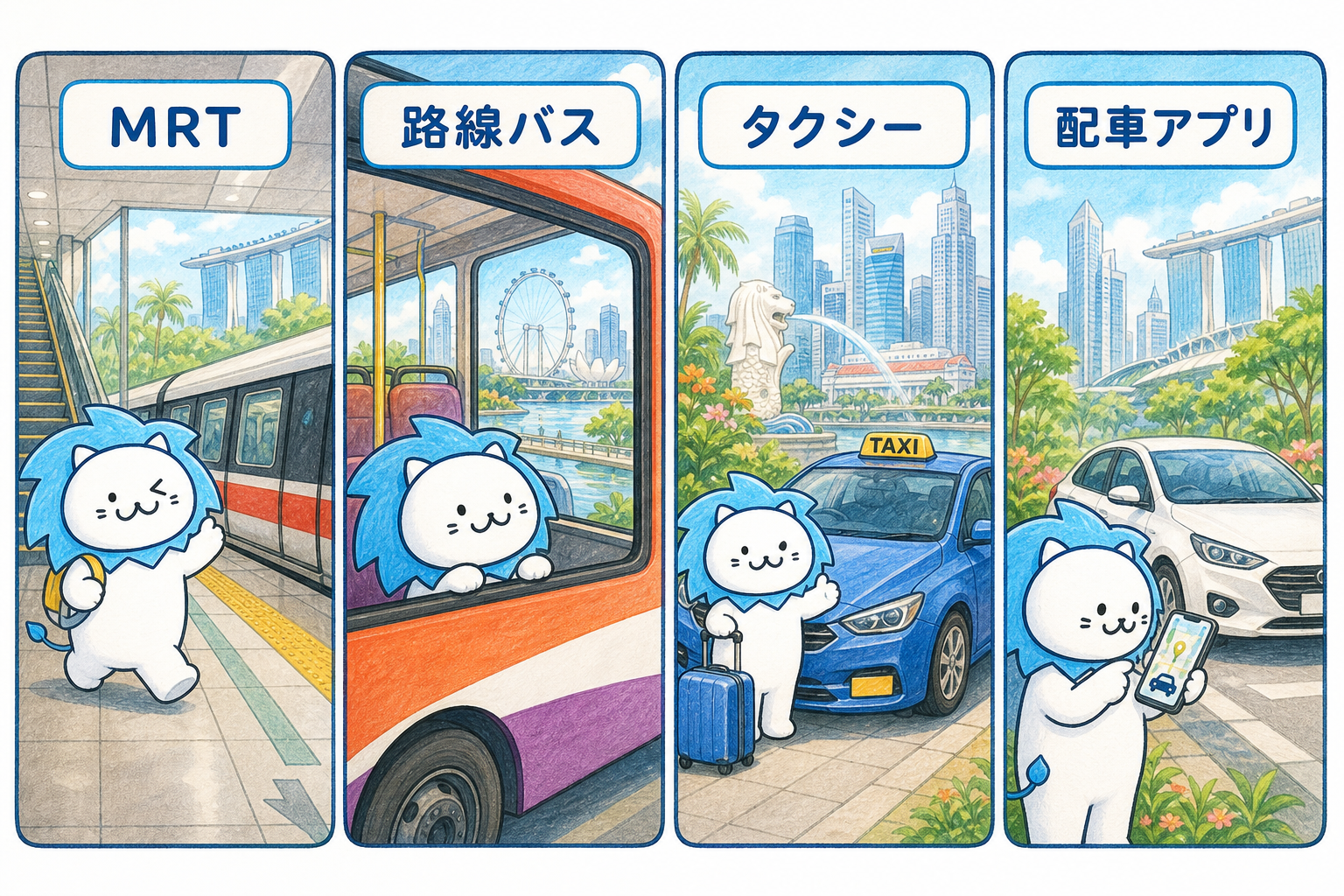 シンガポール旅行で利用しやすいMRT、路線バス、タクシー、配車アプリの4つの交通手段