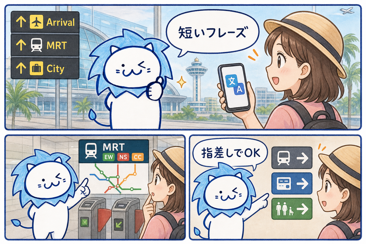 「短いフレーズ」と「スマホの画面提示」を組み合わせるだけで、旅行中の大半の場面はスムーズにクリアできます。