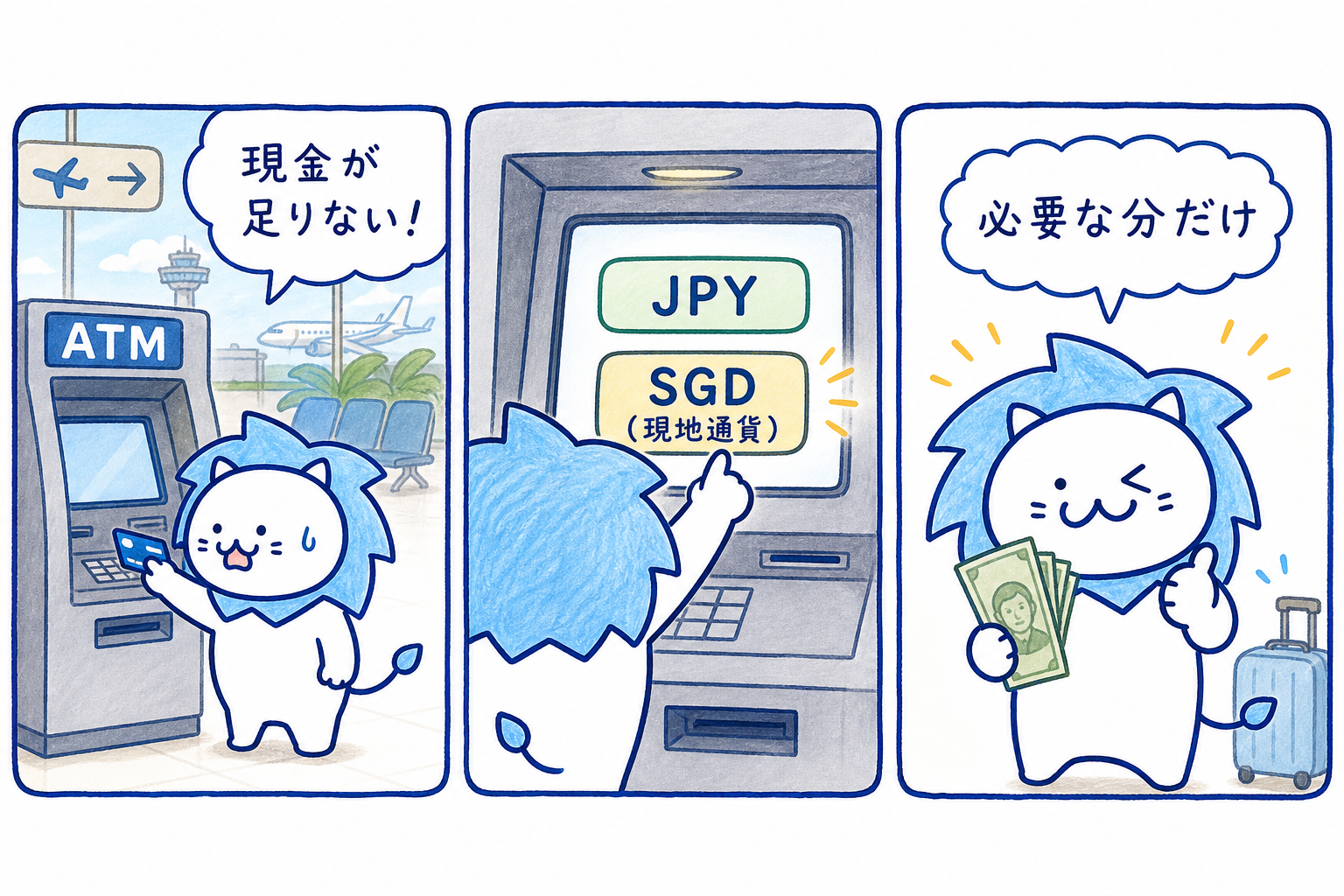 海外ATMでは日本円ではなくSGDを選んで現金を引き出す方法