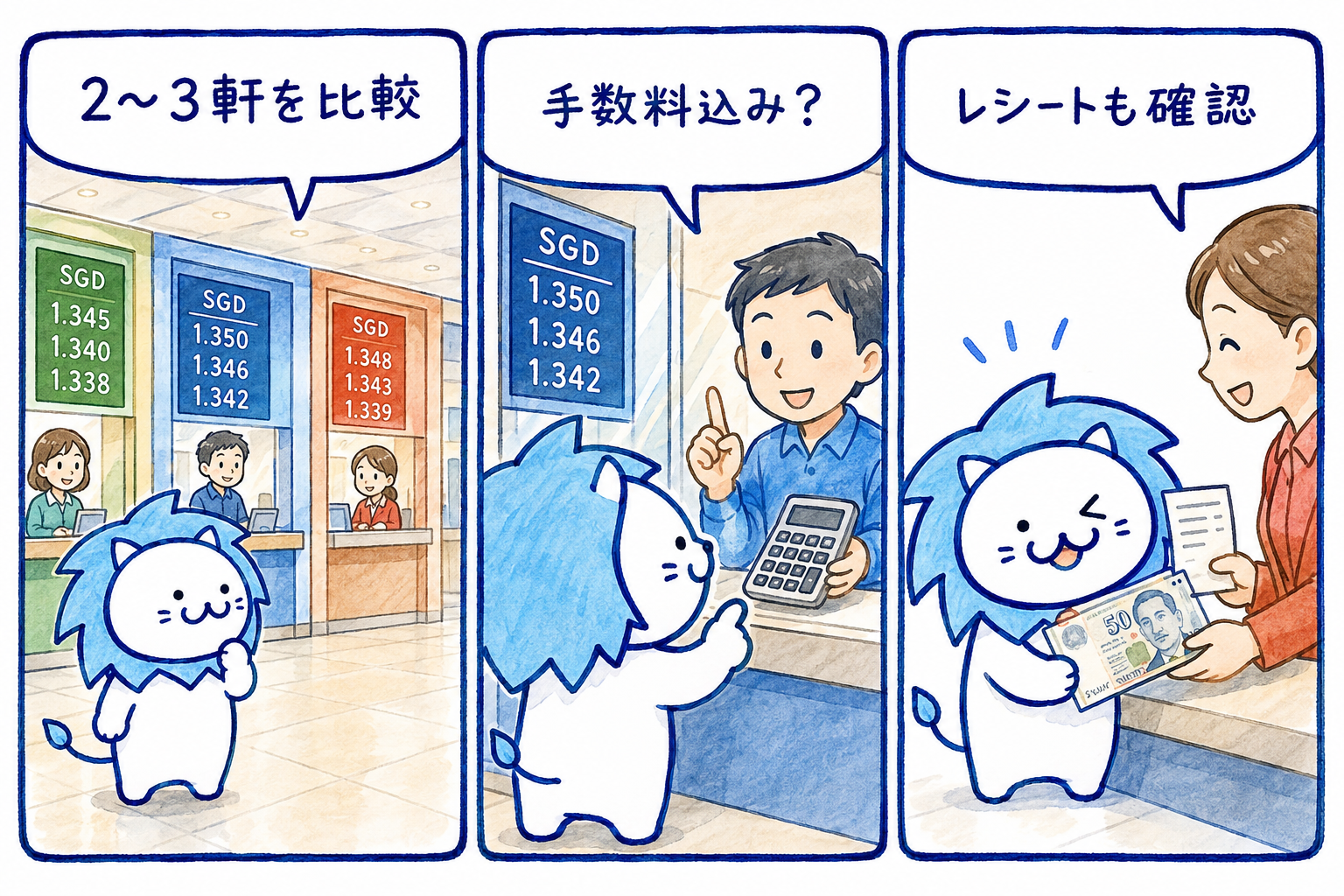 街の認可両替商を2~3軒比較して両替するポイント
