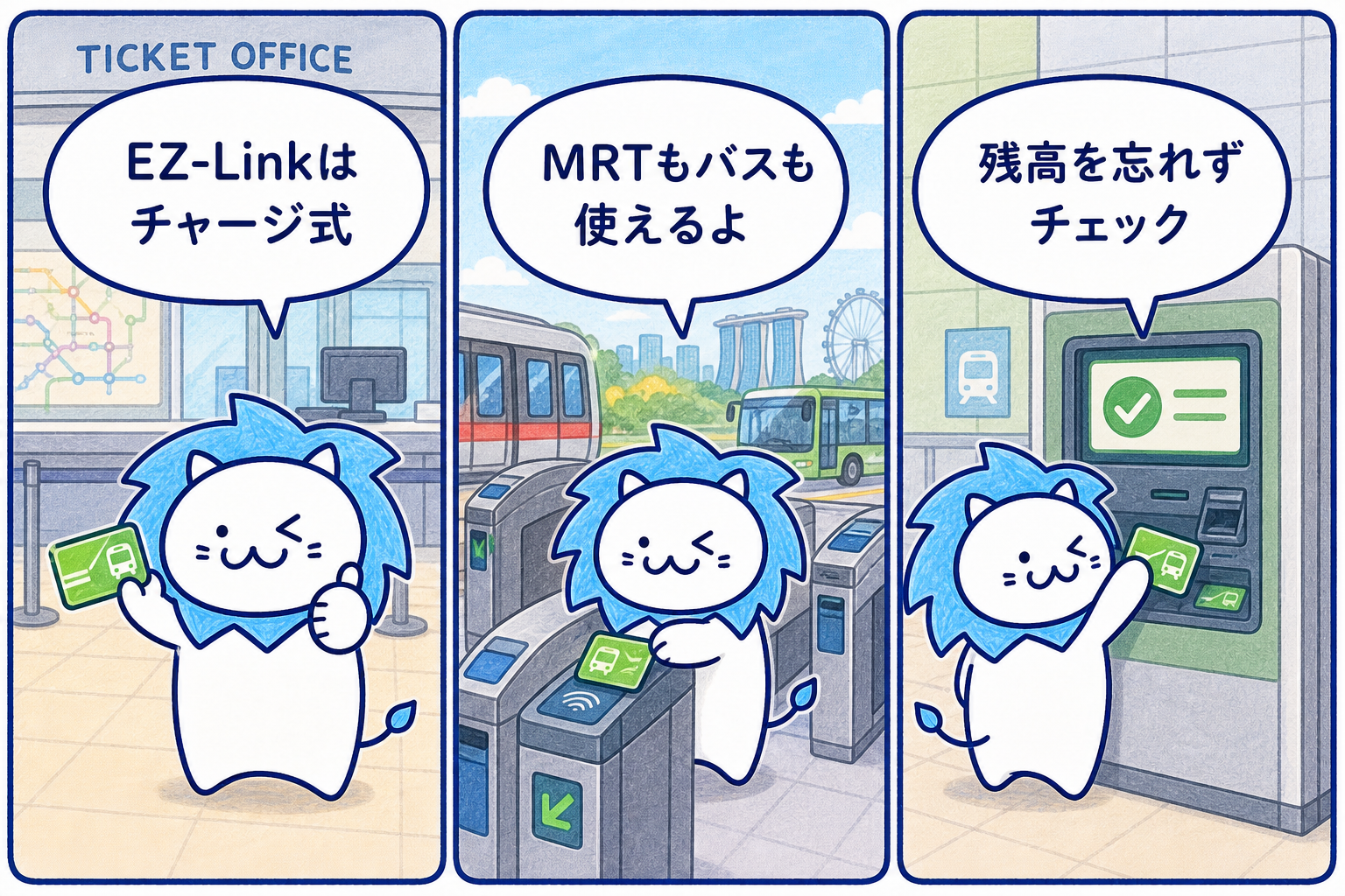 EZ-LinkカードのチャージとMRTやバスでの使い方