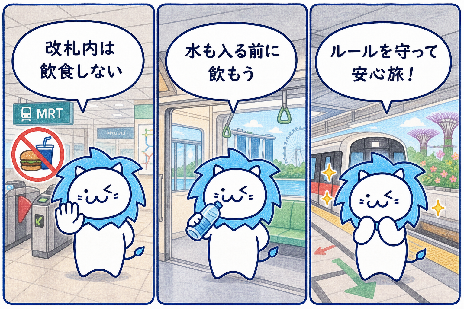 MRT改札内の飲食禁止と乗車前の水分補給の注意点