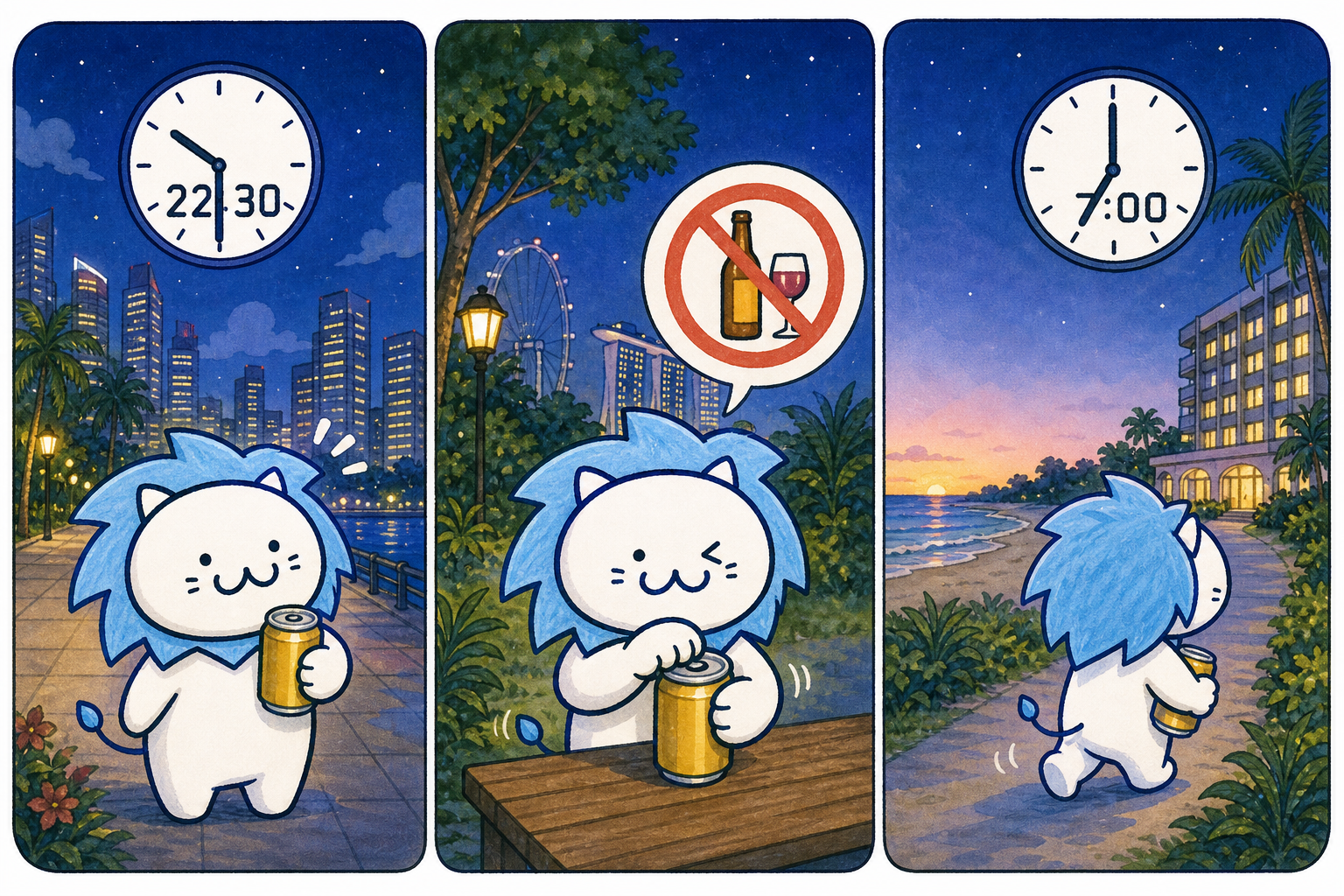 22時30分から翌朝7時まで公共の場所で飲酒できない時間帯