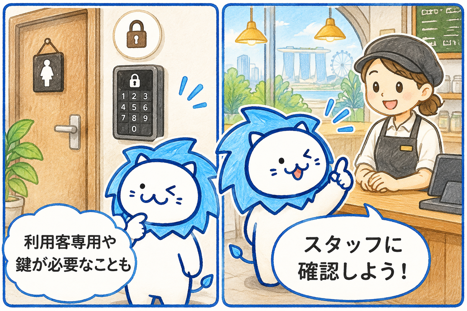 飲食店のトイレは利用条件や鍵をスタッフに確認する