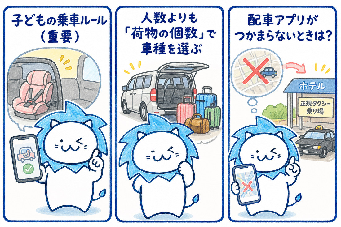 シンガポールには法律や車両規格に関する独自のルールがあるため、予約時の車種選びが重要です。