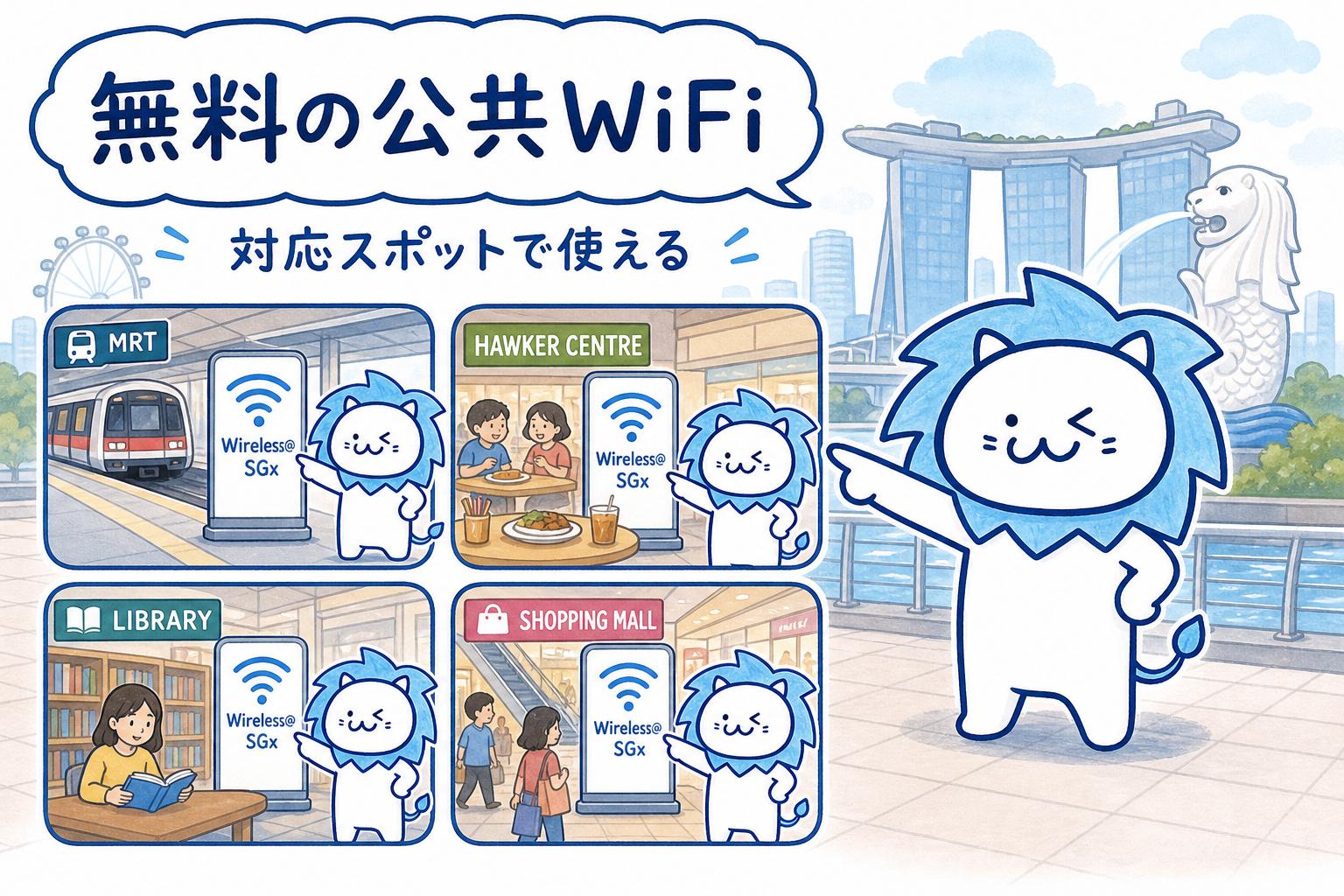 Wireless@SGxを利用できるMRT駅やホーカーセンターなどの対応スポット