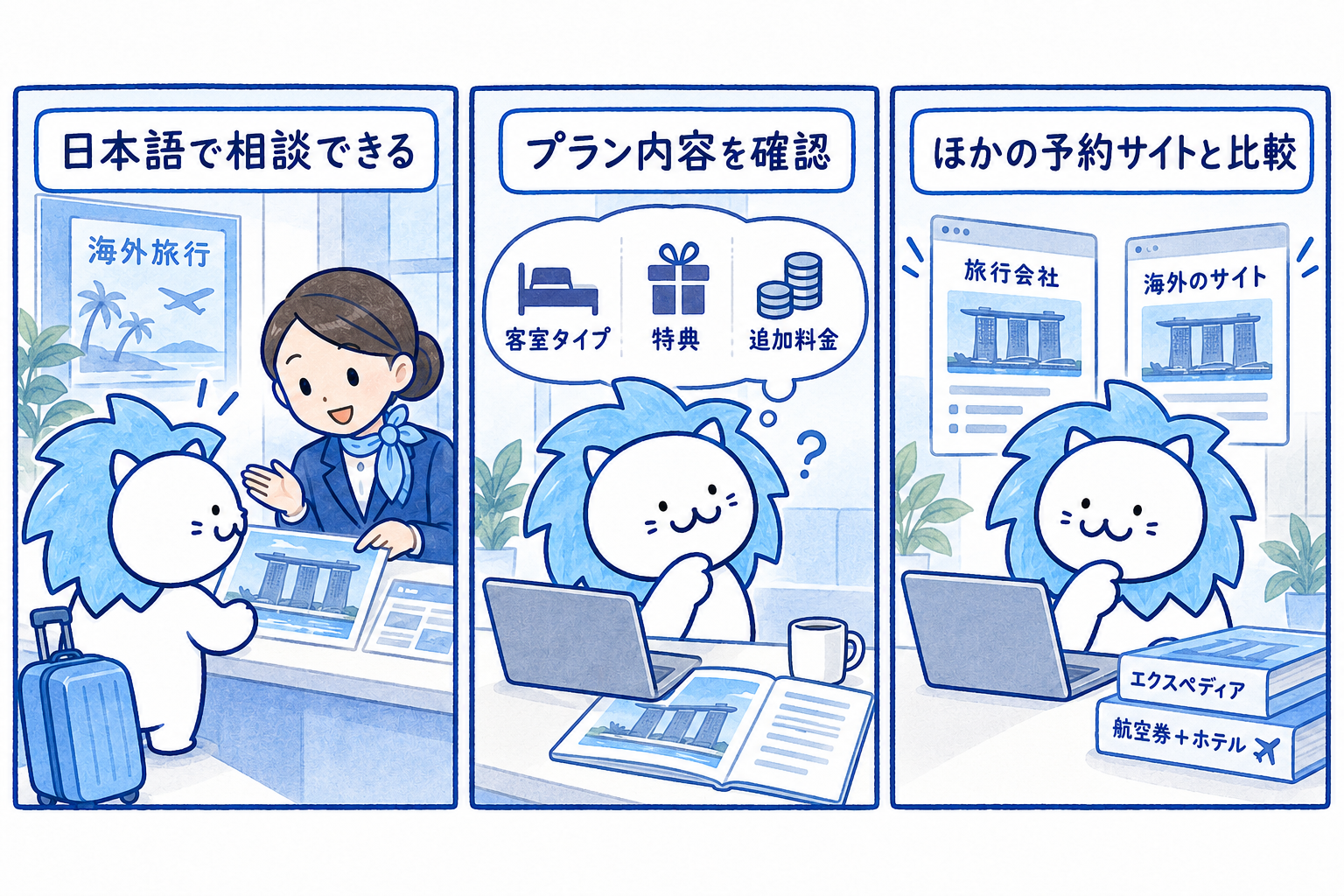 HIS(エイチ・アイ・エス)|日本の会社で安心を説明するイラスト
