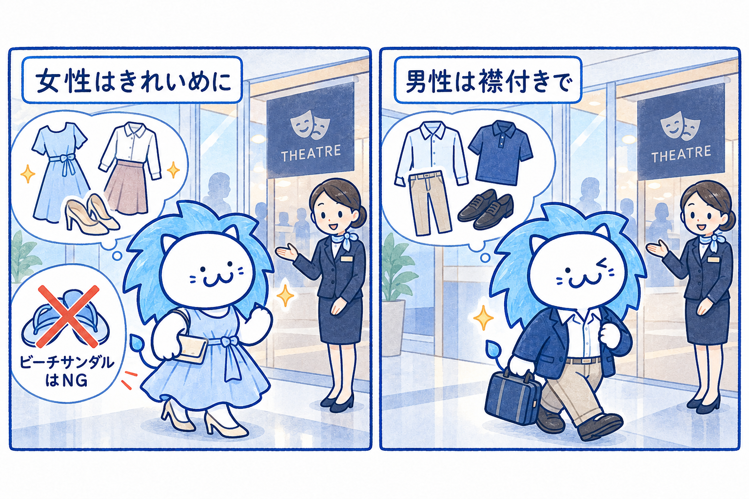 おすすめの服装を説明するイラスト